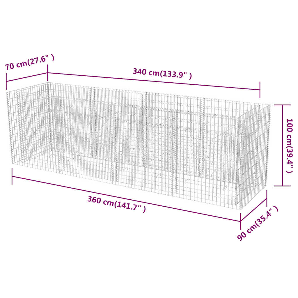 vidaXL Podwyższona donica, ze stali 360 x 90 x 100 cm