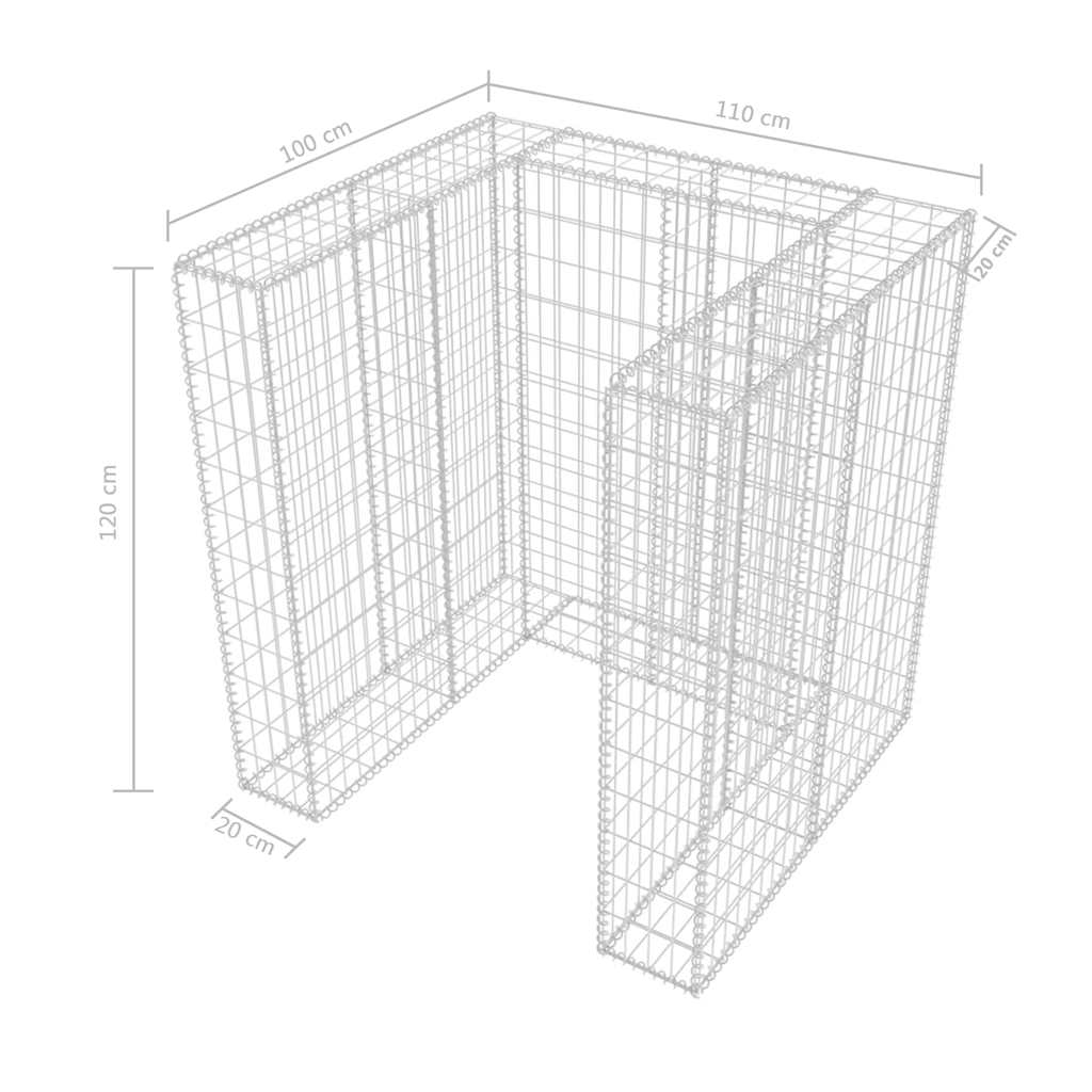 vidaXL Gabion do osłonięcia kosza na śmieci, 110x100x120 cm