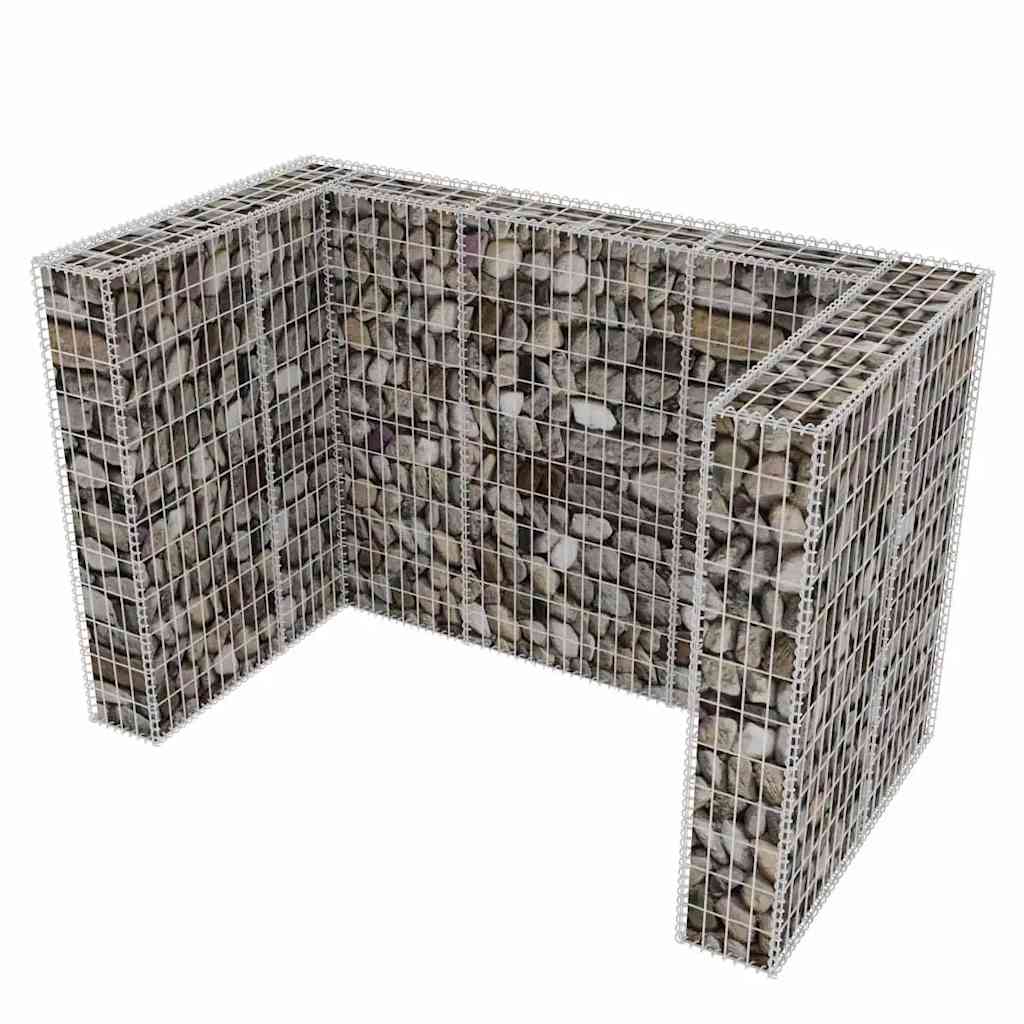 vidaXL Gabion osłonowy na 2 kosze na śmieci, stalowy, 180x100x120 cm