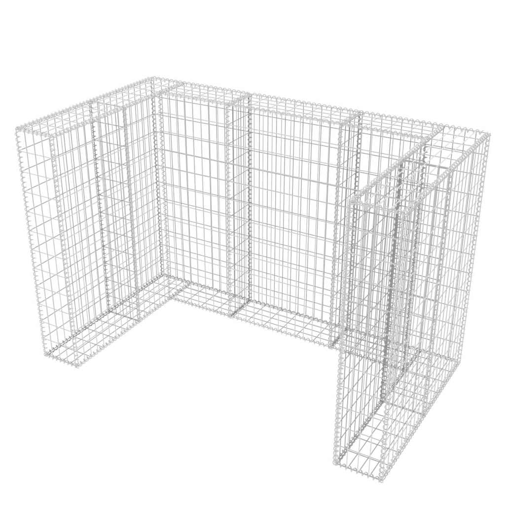 vidaXL Gabion osłonowy na 2 kosze na śmieci, stalowy, 180x100x120 cm