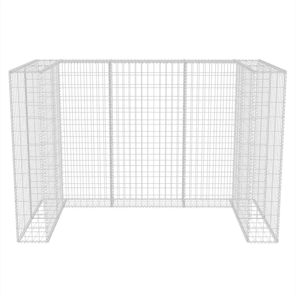 vidaXL Gabion osłonowy na 2 kosze na śmieci, stalowy, 180x100x120 cm