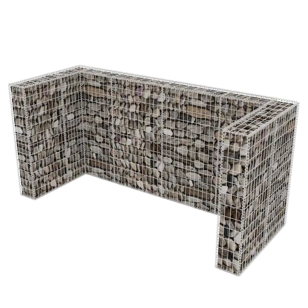 vidaXL Gabion osłonowy na 3 kosze na śmieci, stalowy, 250x100x120 cm