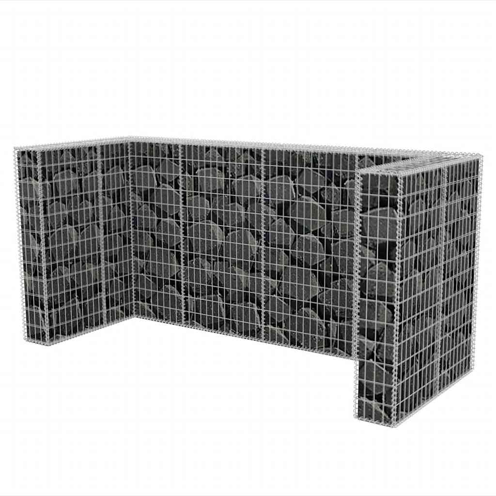 vidaXL Gabion osłonowy na 3 kosze na śmieci, stalowy, 250x100x120 cm