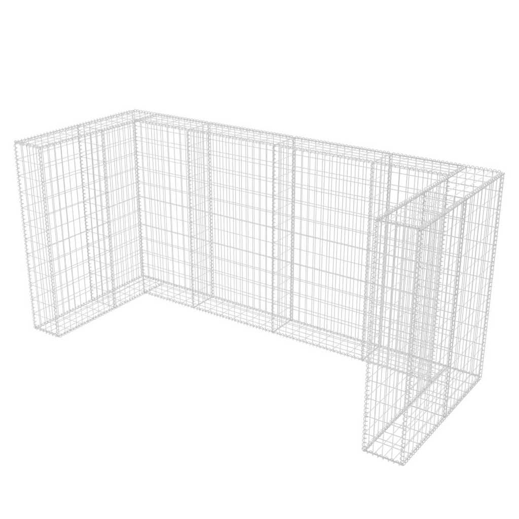 vidaXL Gabion osłonowy na 3 kosze na śmieci, stalowy, 250x100x120 cm