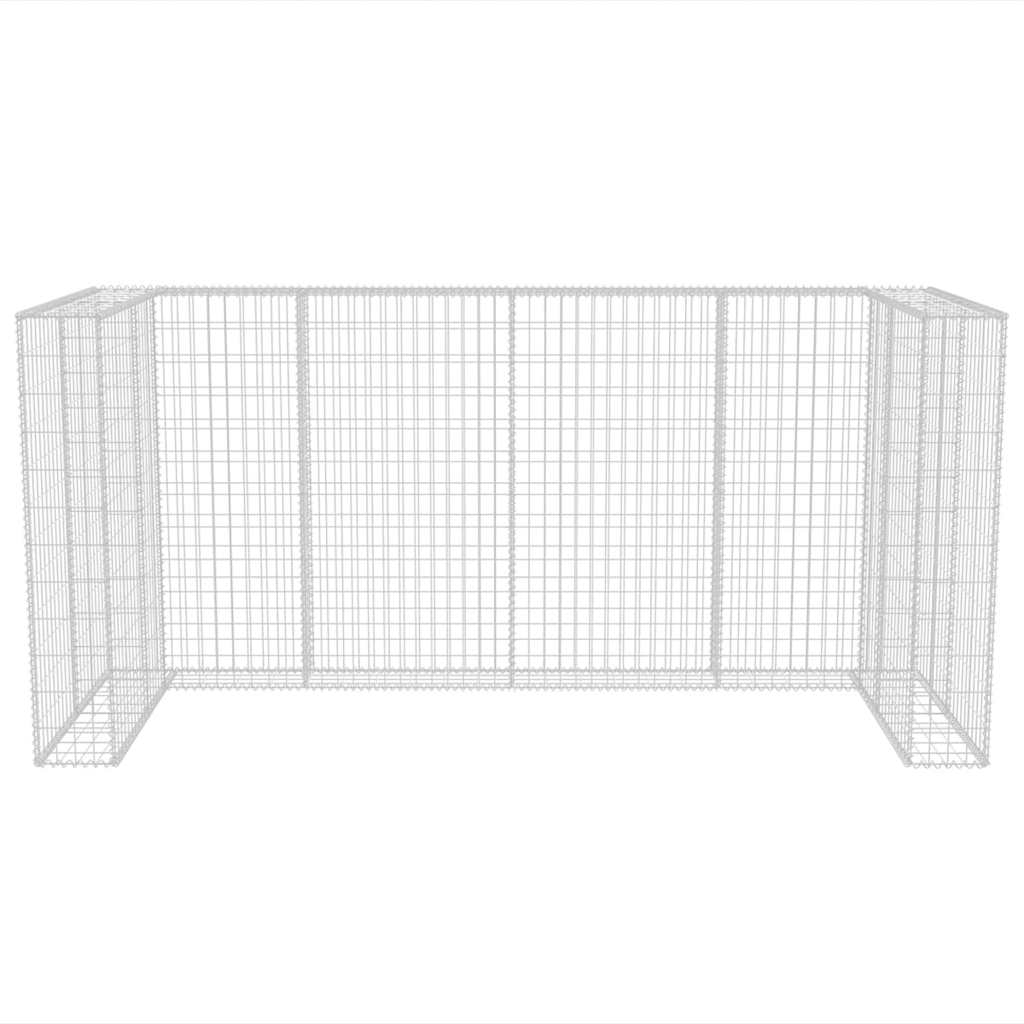 vidaXL Gabion osłonowy na 3 kosze na śmieci, stalowy, 250x100x120 cm