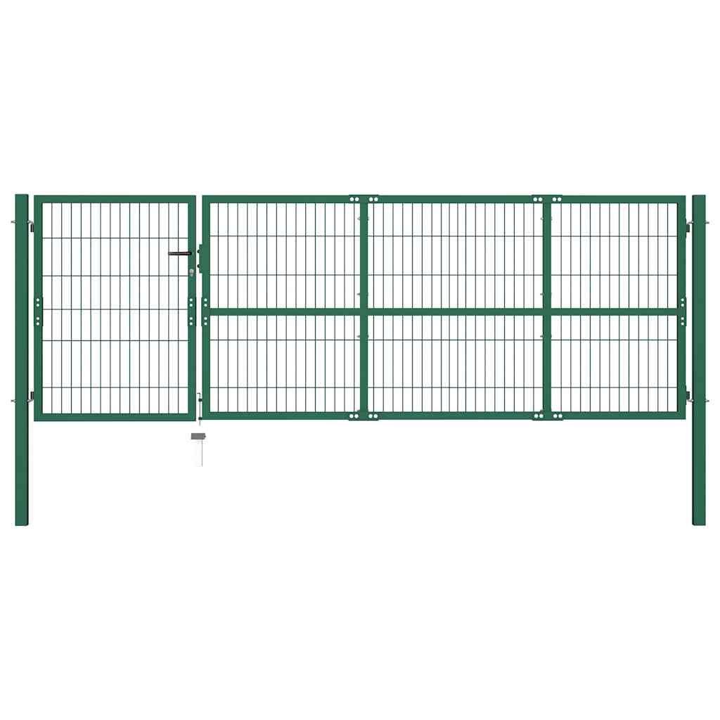 vidaXL Brama ogrodowa ze słupkami 350x100 cm, stal, zielona
