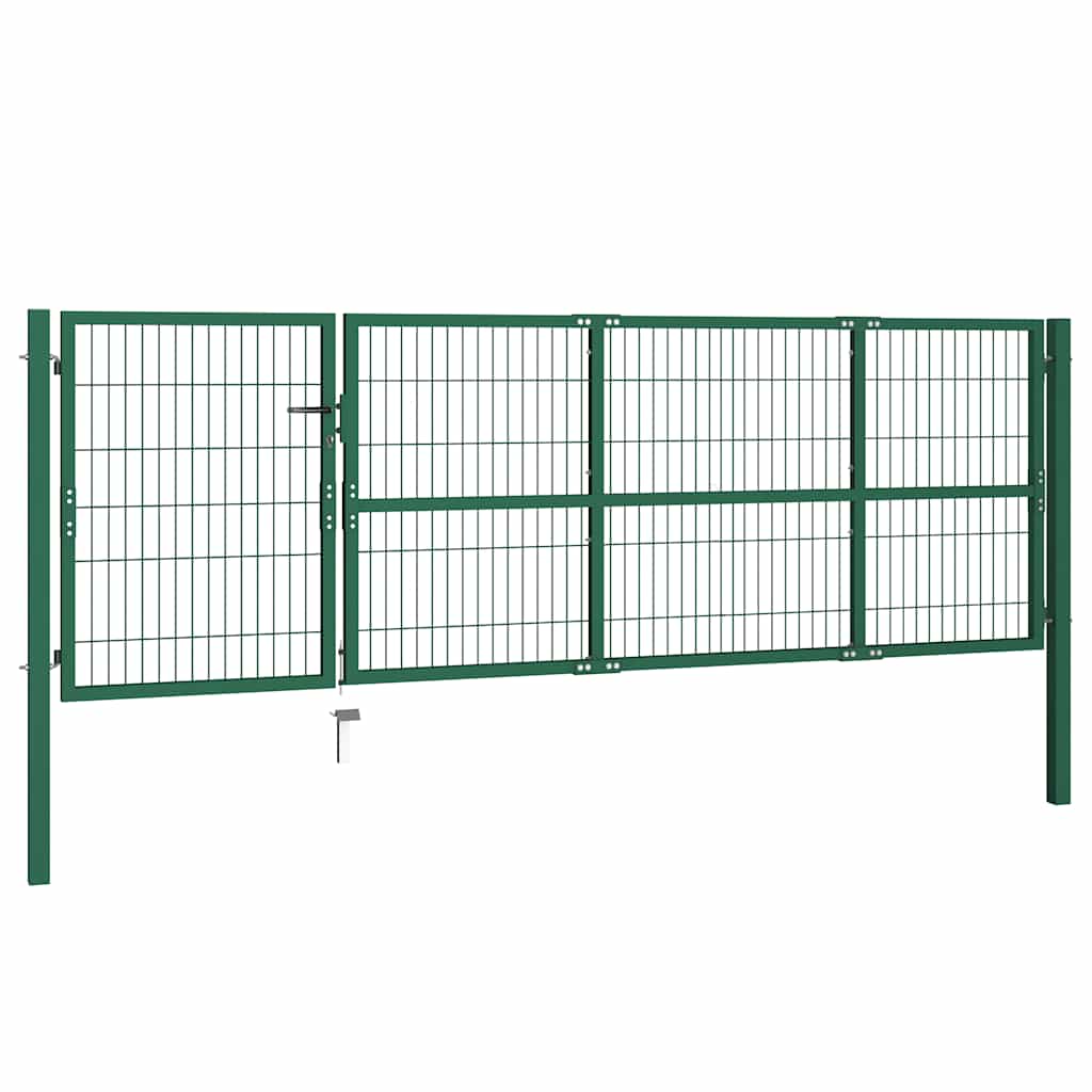 vidaXL Brama ogrodowa ze słupkami 350x100 cm, stal, zielona