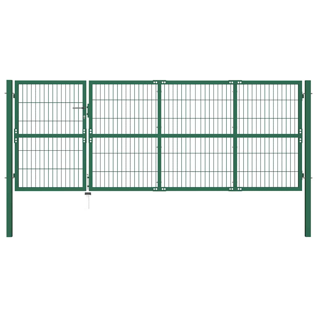 vidaXL Brama ogrodowa ze słupkami 350x120 cm, stal, zielona