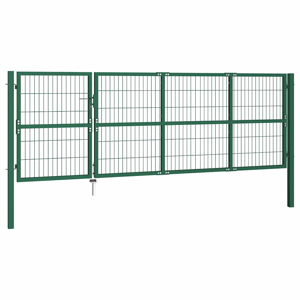 vidaXL Brama ogrodowa ze słupkami 350x120 cm, stal, zielona