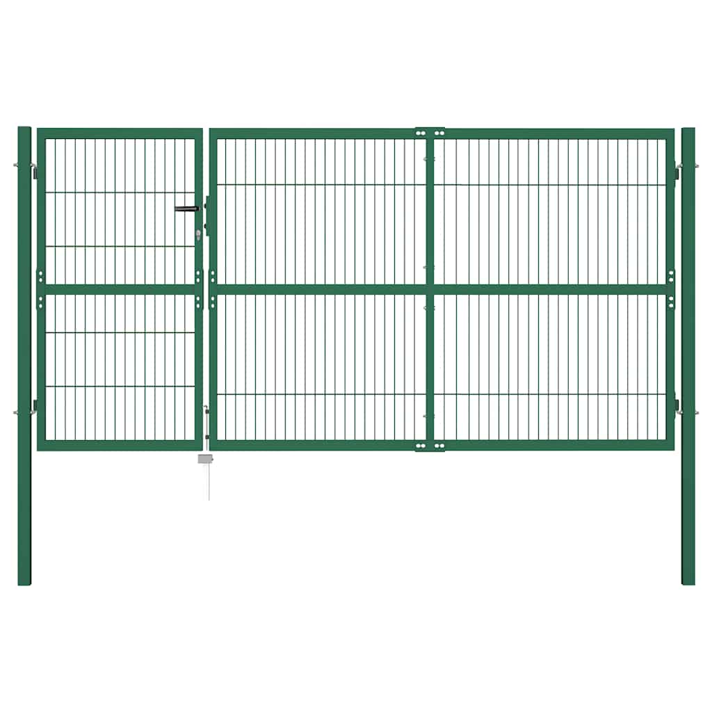 vidaXL Brama ogrodowa ze słupkami 350x140 cm, stal, zielona