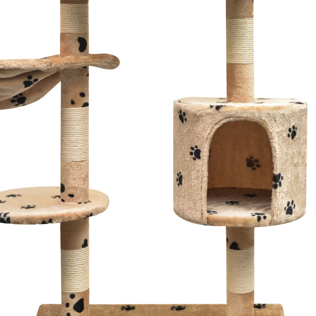 vidaXL Drapak dla kota, 125 cm, beżowy w kocie łapki