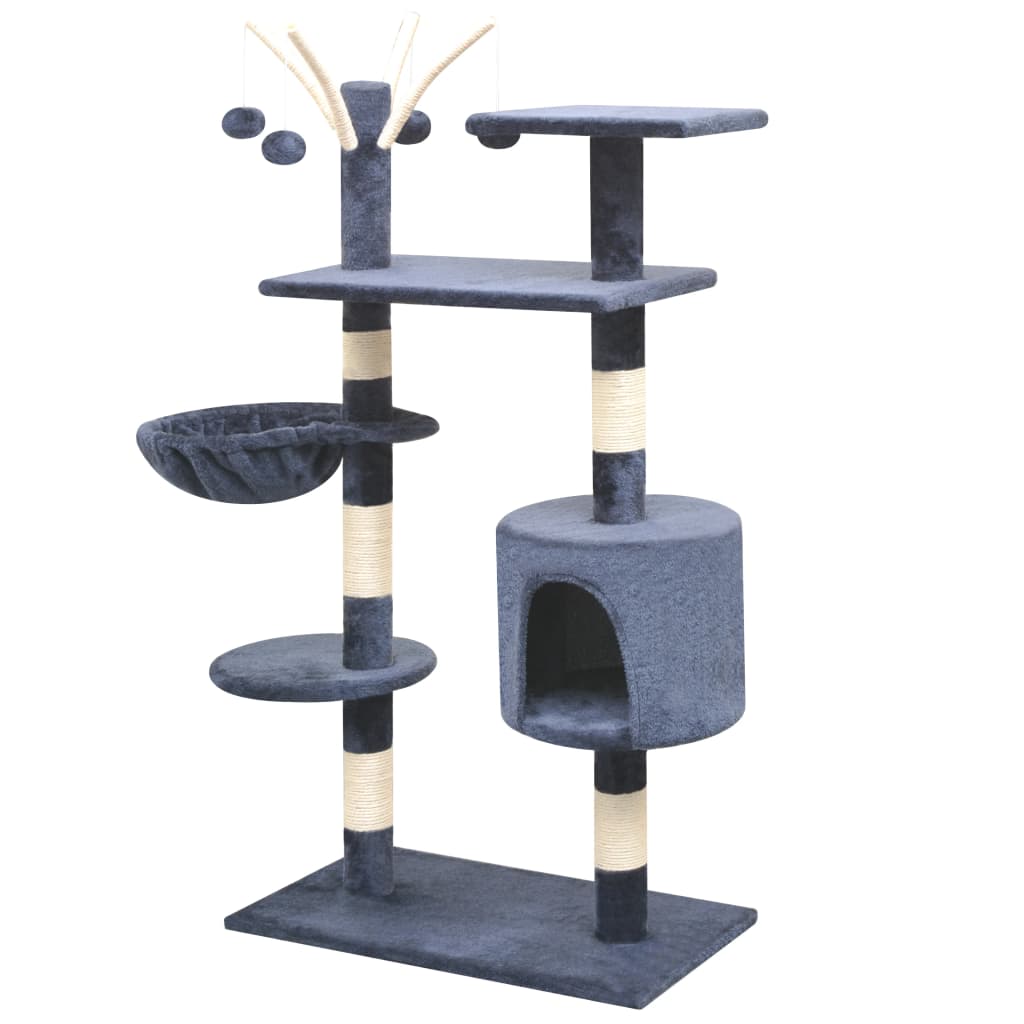 vidaXL Drapak dla kota z sizalowymi słupkami, 125 cm, granatowy