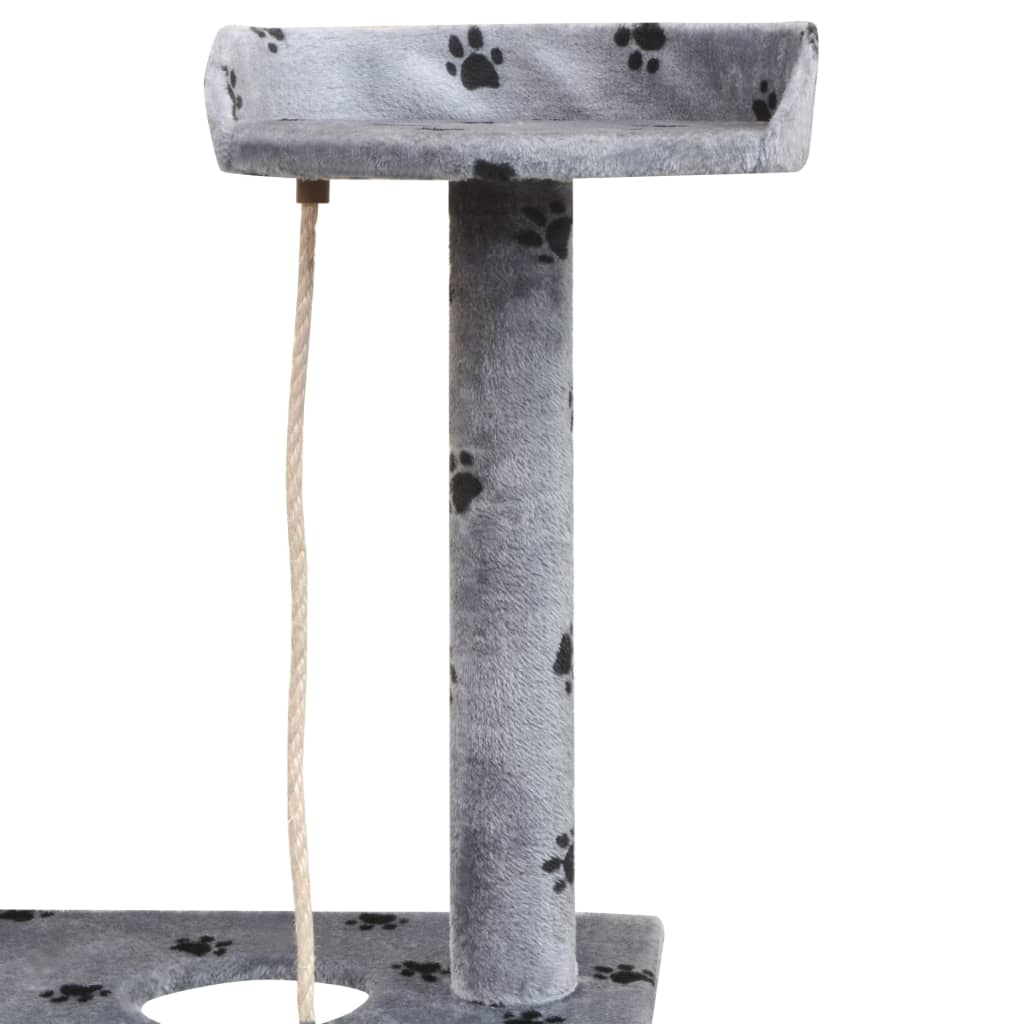vidaXL Drapak dla kota, 150 cm, szary ze wzorem w kocie łapki