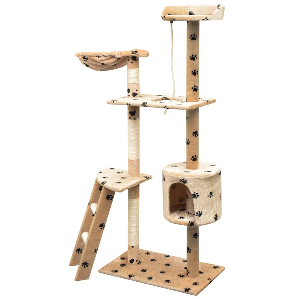 vidaXL Drapak dla kota, 150 cm, beżowy w kocie łapki