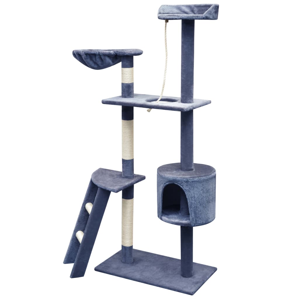 vidaXL Drapak dla kota ze słupkami sizalowymi, 150 cm, granatowy