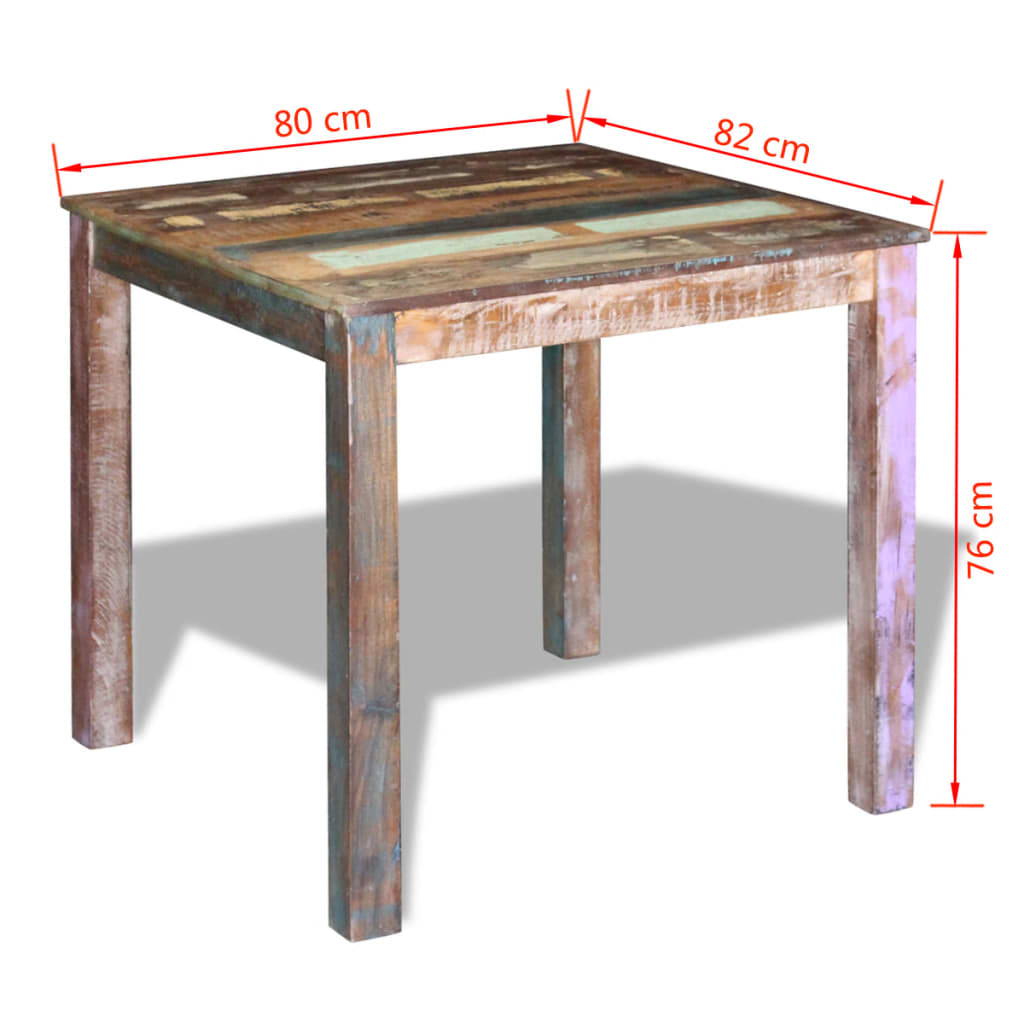 vidaXL Stół do jadalni, lite drewno z recyklingu, 80x82x76 cm