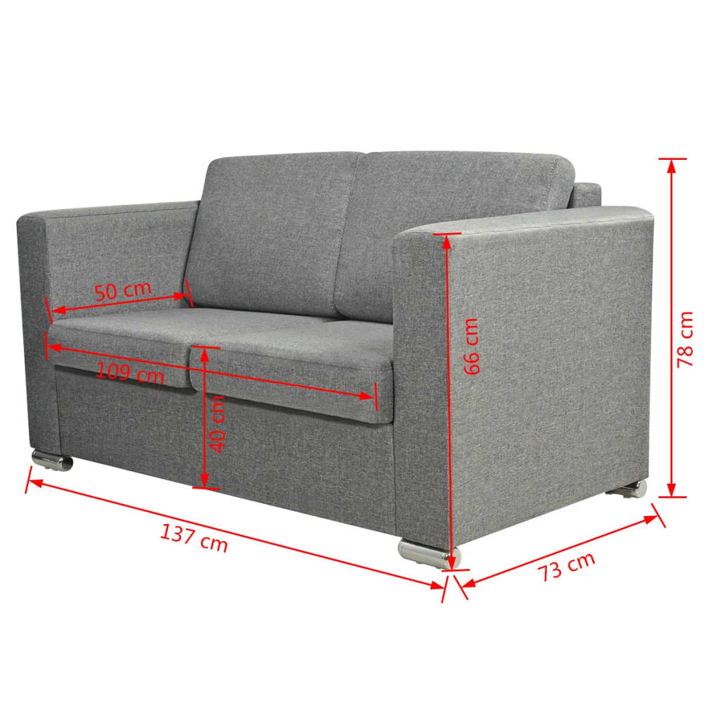 vidaXL 2 osobowa sofa tapicerowana jasnoszara