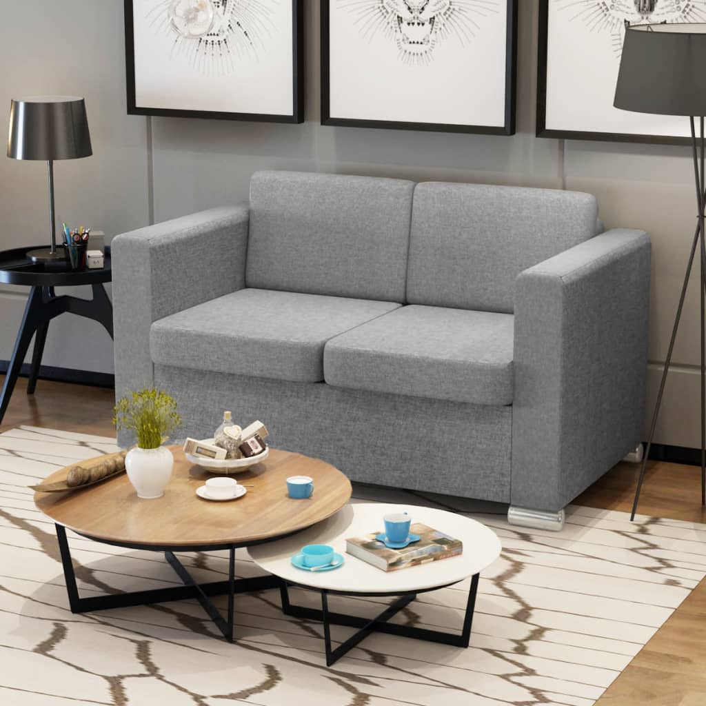 vidaXL 2 osobowa sofa tapicerowana jasnoszara