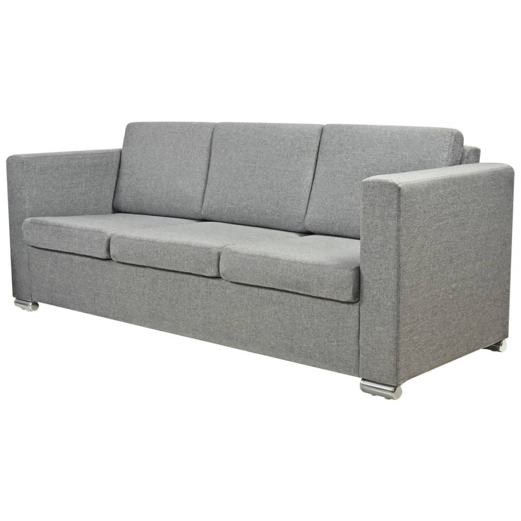 vidaXL Sofa 3-osobowa, tapicerowana tkaniną, jasnoszara