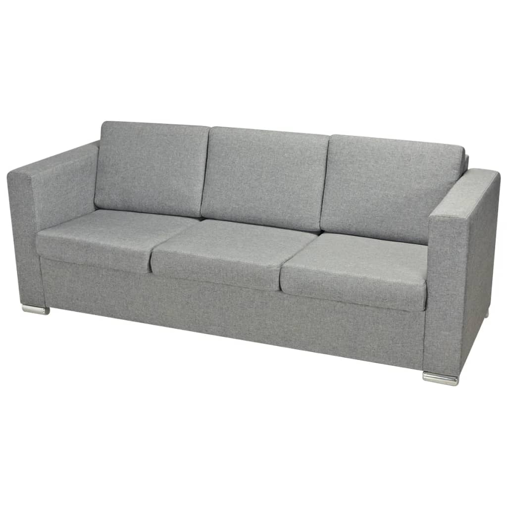 vidaXL Sofa 3-osobowa, tapicerowana tkaniną, jasnoszara