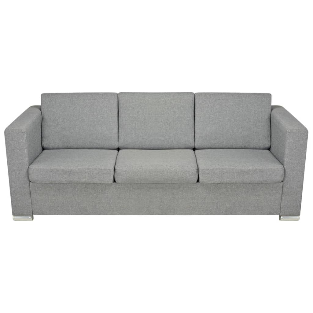 vidaXL Sofa 3-osobowa, tapicerowana tkaniną, jasnoszara