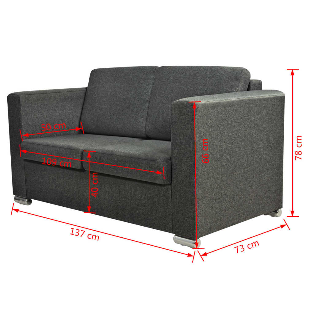 vidaXL 2 osobowa sofa tapicerowana ciemnoszara