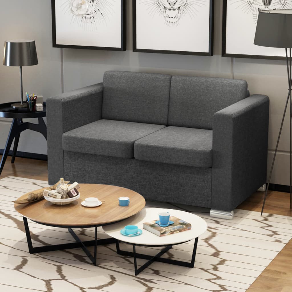 vidaXL 2 osobowa sofa tapicerowana ciemnoszara