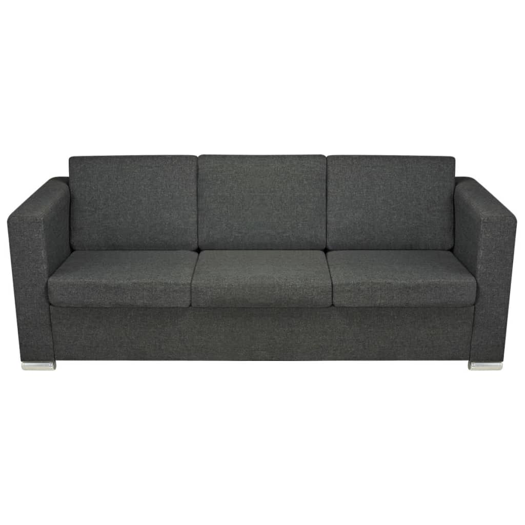 vidaXL 3-osobowa sofa tapicerowana tkaniną, ciemnoszara
