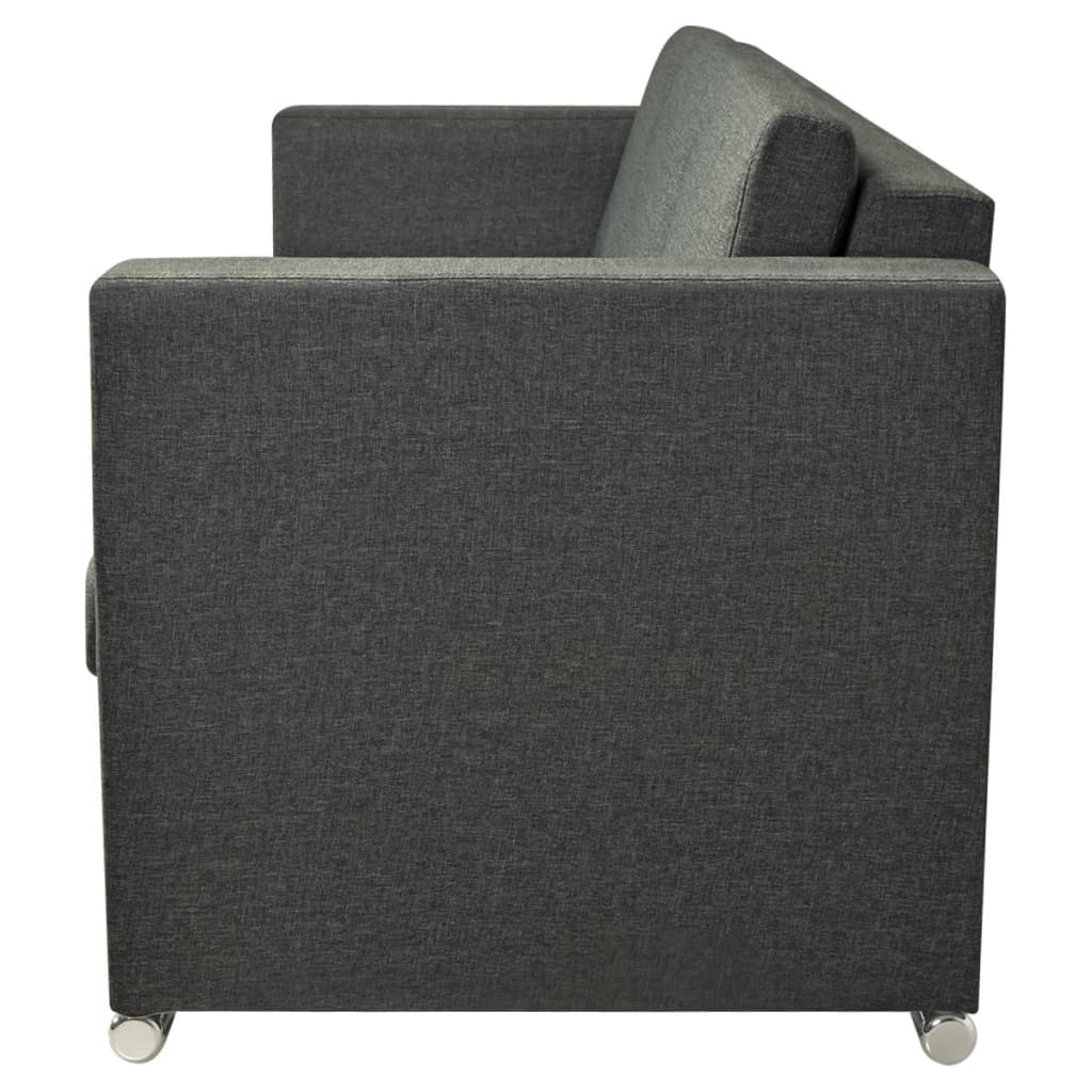 vidaXL 3-osobowa sofa tapicerowana tkaniną, ciemnoszara