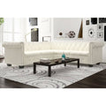 vidaXL Sofa Chesterfield, pięcioosobowa, biała, sztuczna skóra