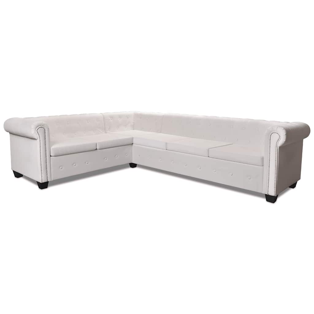 vidaXL Sofa Chesterfield sześcioosobowa biała, sztuczna skóra