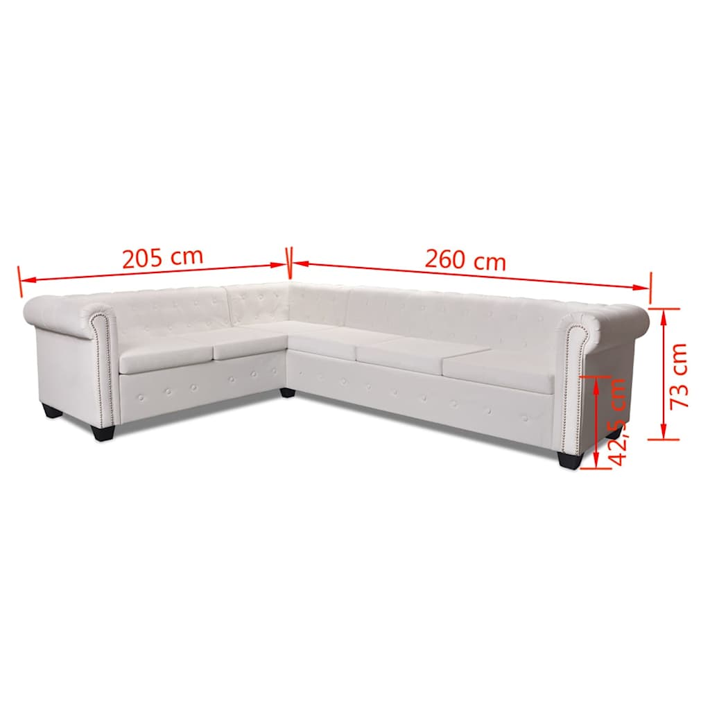vidaXL Sofa Chesterfield sześcioosobowa biała, sztuczna skóra