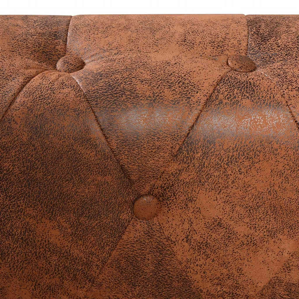 vidaXL Sofa rogowa Chesterfield sześcioosobowa brązowa, sztuczna skóra