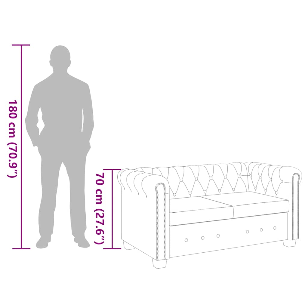 vidaXL Dwuosobowa sofa Chesterfield ze sztucznej skóry, brązowa