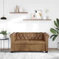 vidaXL Dwuosobowa sofa Chesterfield ze sztucznej skóry, brązowa
