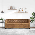 vidaXL Trzyosobowa sofa Chesterfield ze sztucznej skóry, brązowa