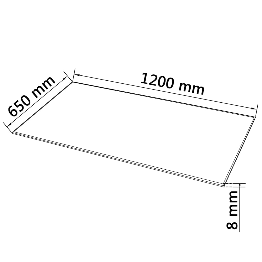 vidaXL Blat stołu szklany, prostokątny 1200x650 mm