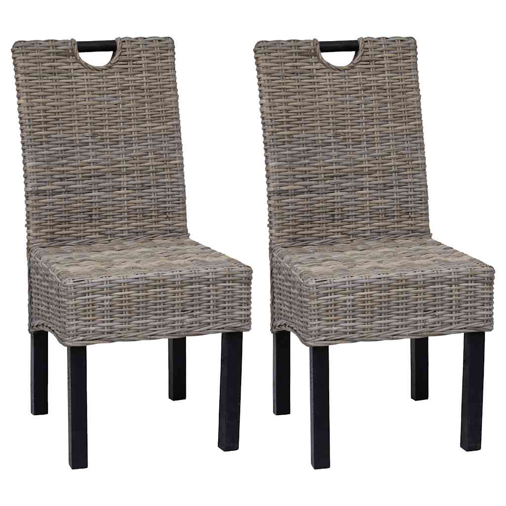 vidaXL Krzesła do jadalni, 2 szt., rattan Kubu i drewno mango