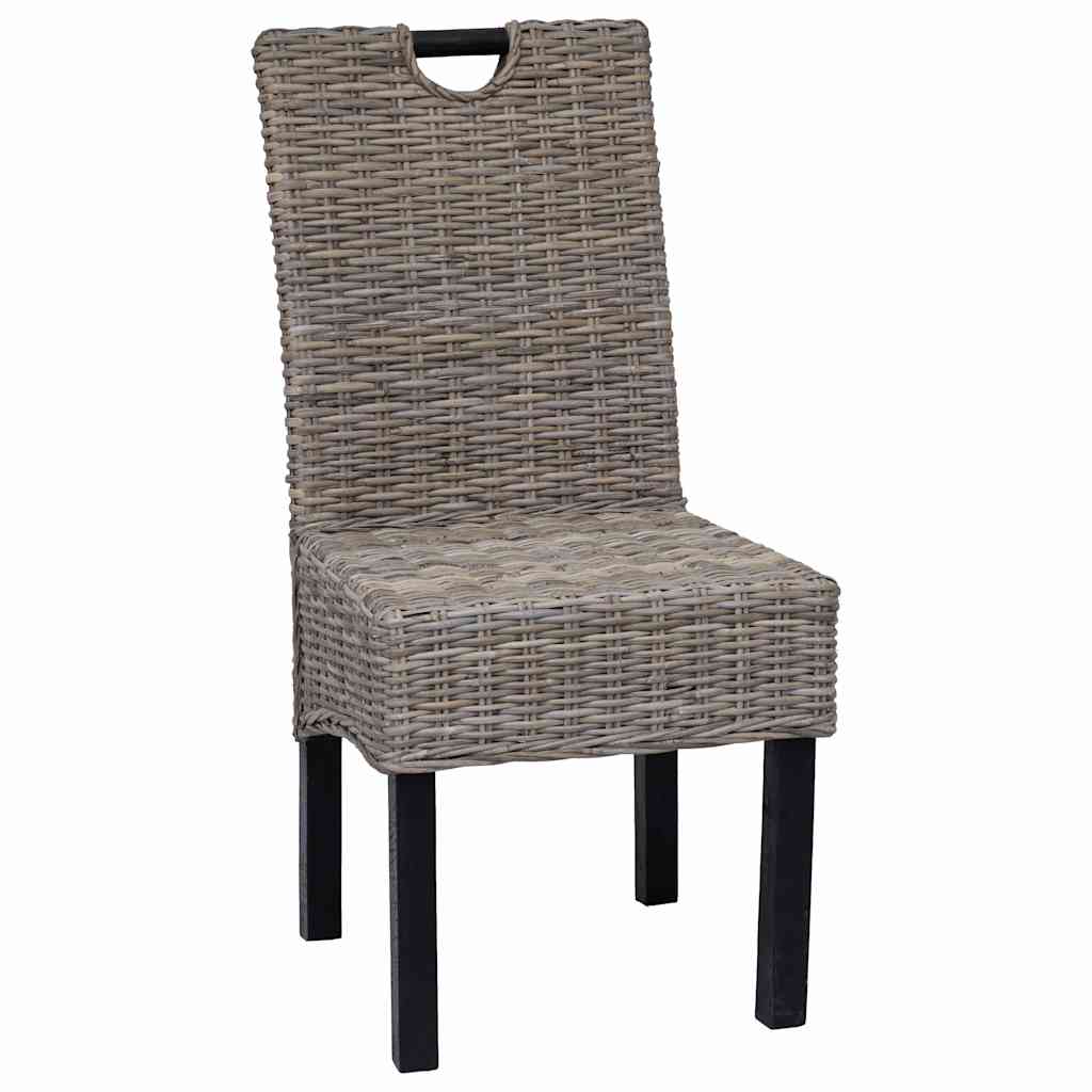vidaXL Krzesła do jadalni, 2 szt., rattan Kubu i drewno mango