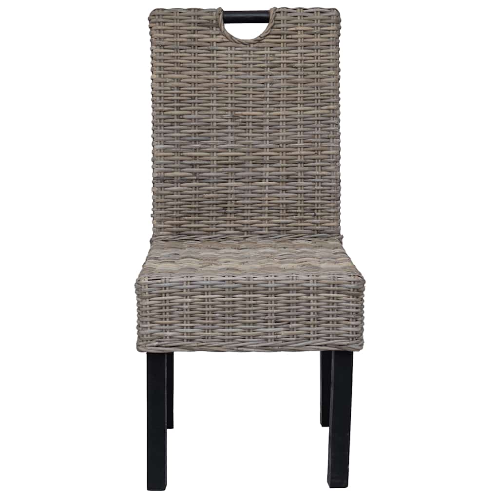 vidaXL Krzesła do jadalni, 2 szt., rattan Kubu i drewno mango