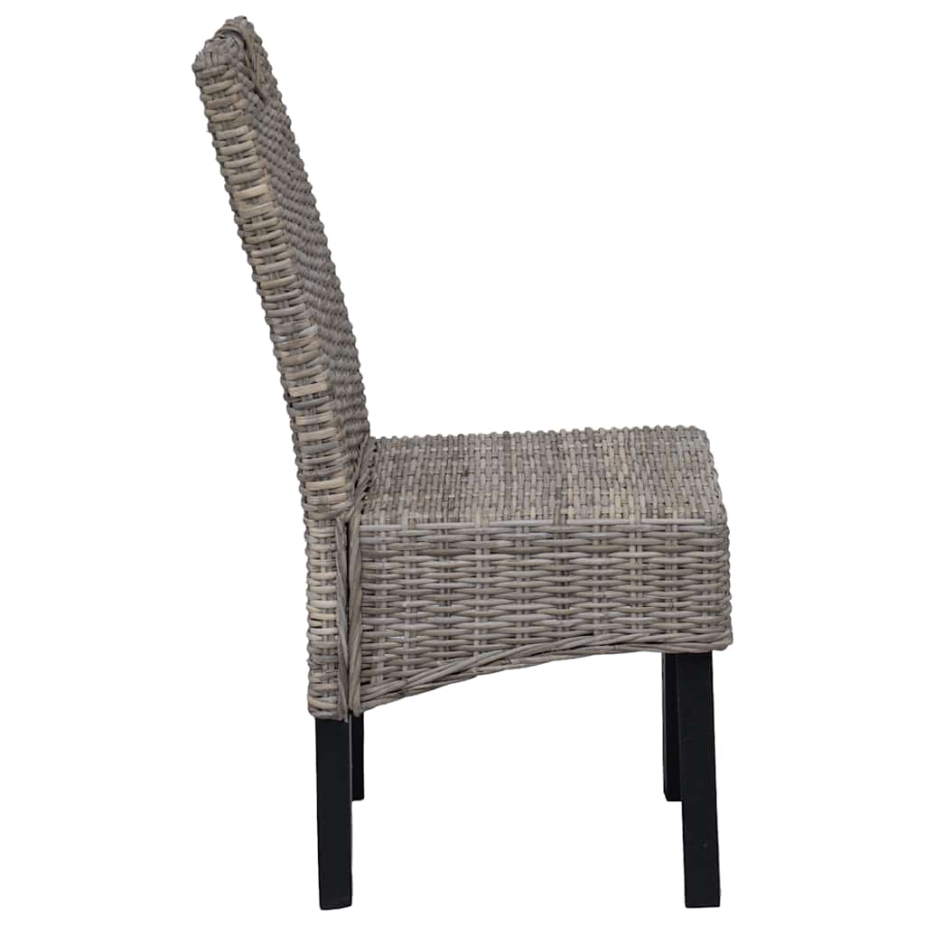 vidaXL Krzesła do jadalni, 2 szt., rattan Kubu i drewno mango