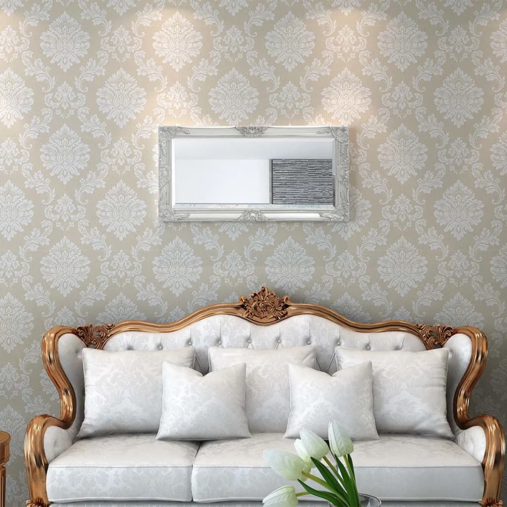 vidaXL Lustro ścienne w stylu barokowym, 100x50 cm, srebrne