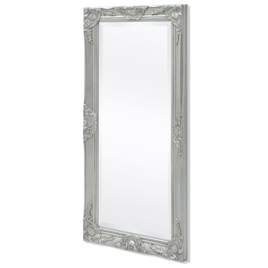 vidaXL Lustro ścienne w stylu barokowym, 100x50 cm, srebrne
