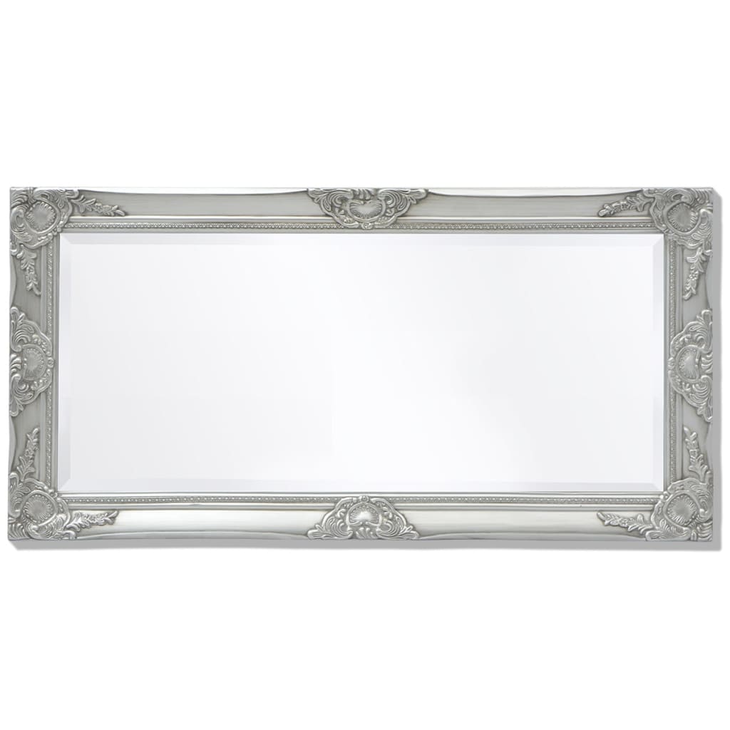 vidaXL Lustro ścienne w stylu barokowym, 100x50 cm, srebrne