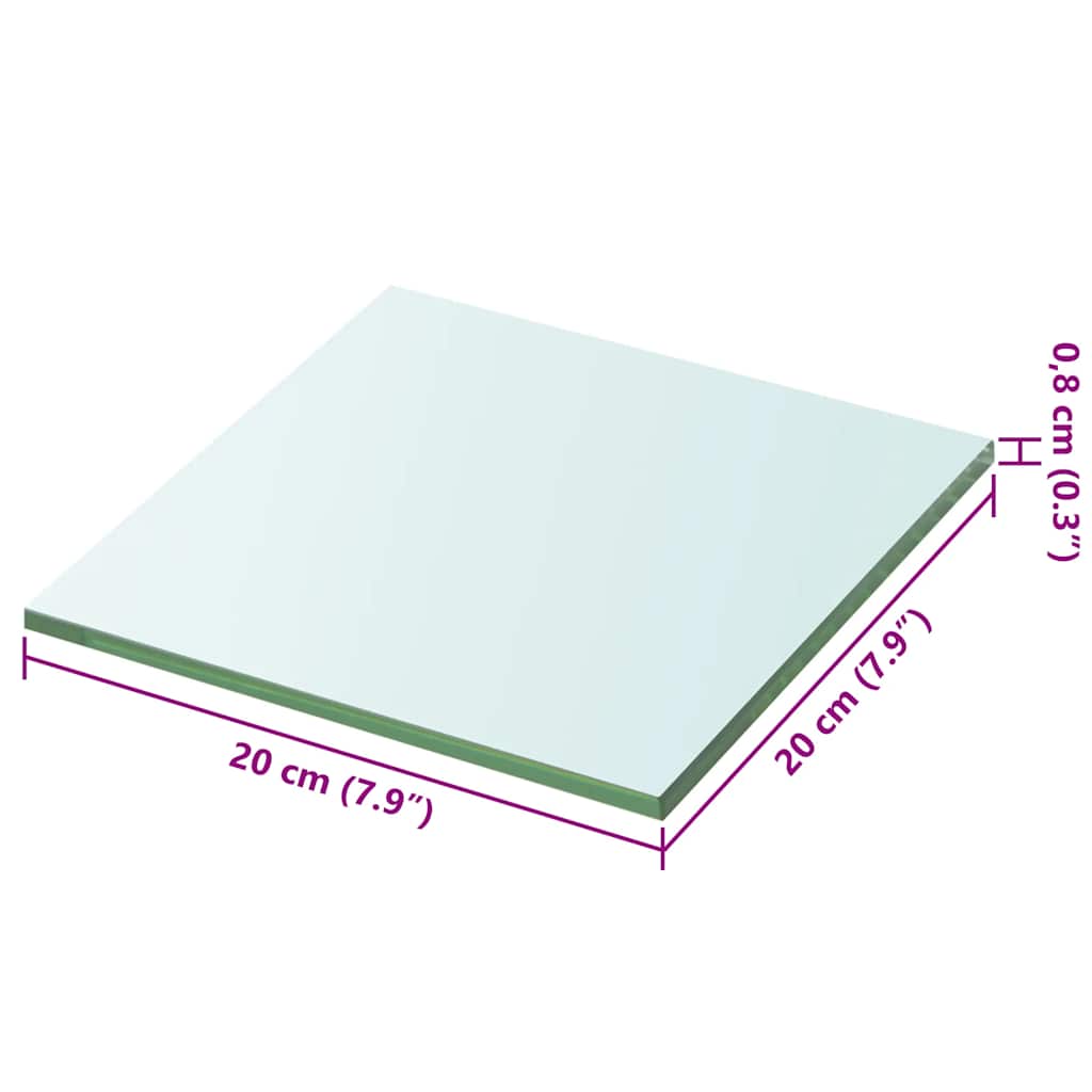 vidaXL Półka szklana, bezbarwny panel, 20x20 cm