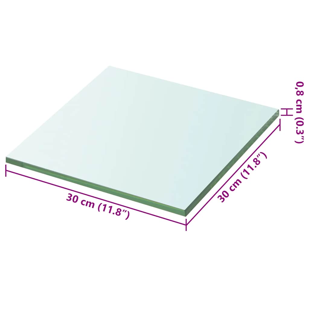 vidaXL Półka szklana, bezbarwny panel, 30x30 cm