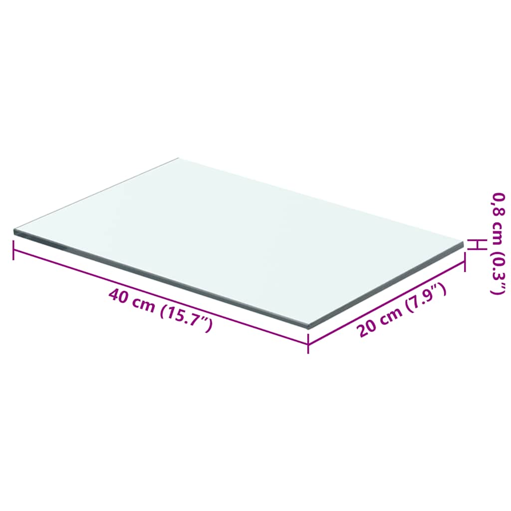 vidaXL Szklany, bezbarwny panel, 40x20 cm
