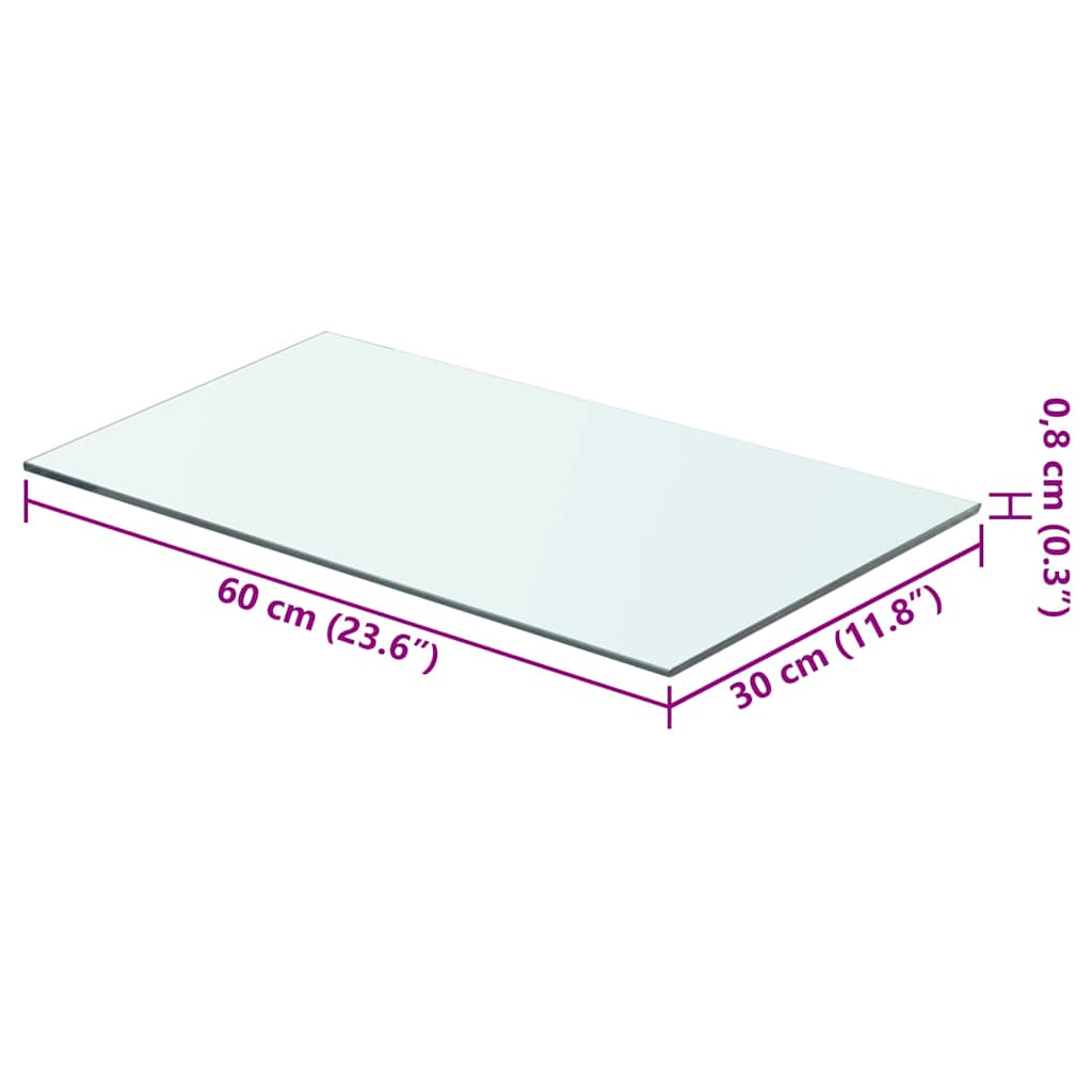 vidaXL Półka szklana, bezbarwny panel, 60x30 cm