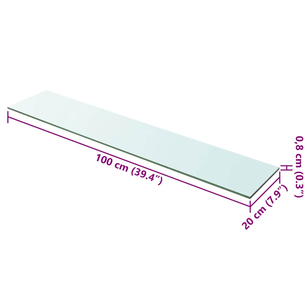 vidaXL Szklany, bezbarwny panel, 100x20 cm