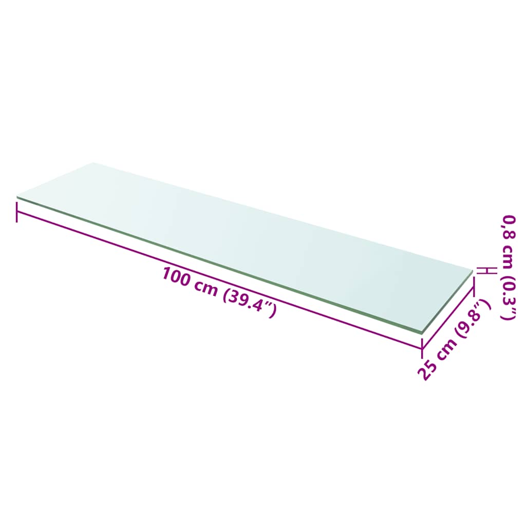 vidaXL Szklany, bezbarwny panel, 100x25 cm